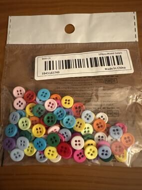NWT Set Of 100 Multicolored Four Holed 9 mm Buttons